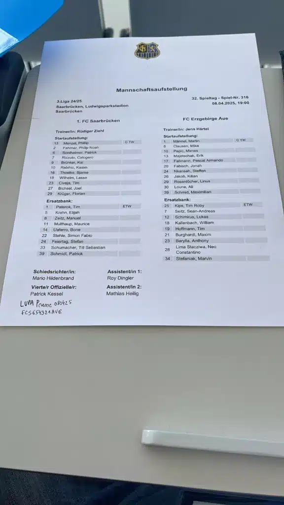 feuille de match